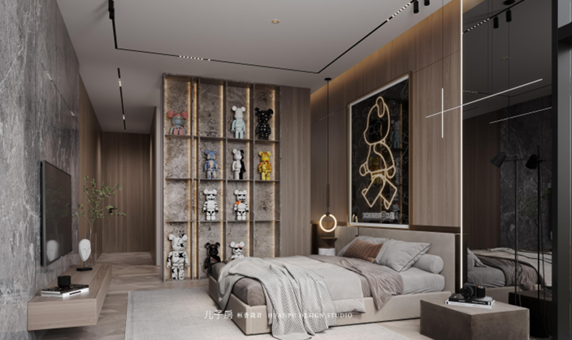 District One en-suite bedroom with collector display